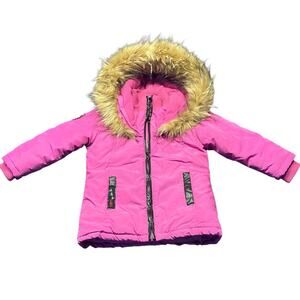 Canada‎ Weather Gear Girls 4T Full Zip Puffer Jacket Pink Winter Outdoor Hooded